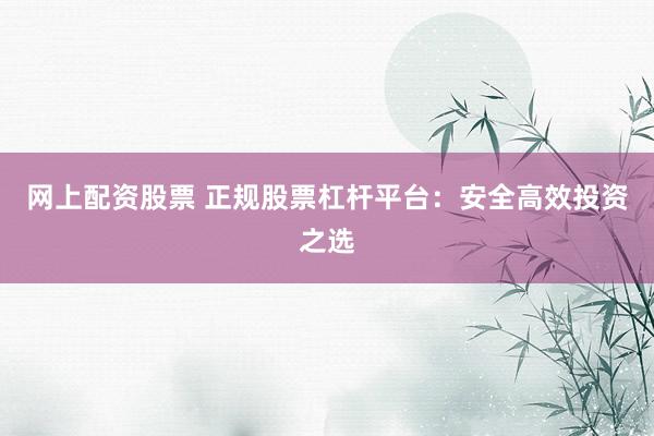 网上配资股票 正规股票杠杆平台：安全高效投资之选