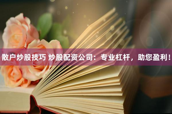散户炒股技巧 炒股配资公司：专业杠杆，助您盈利！
